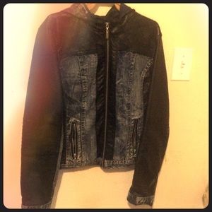 Leather jean jacket